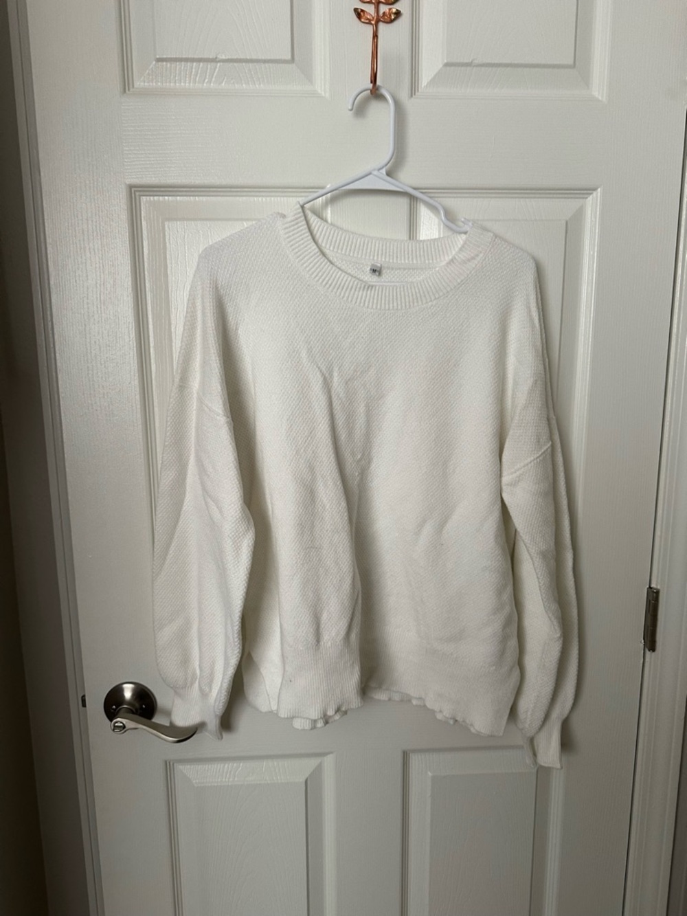 Classic Women's White Knit Sweater - Soft Crewneck